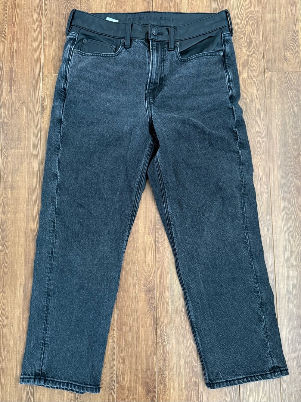 American Eagle Leather accent black jeans